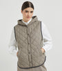 Brunello Cucinelli Brown Quilted Hooded Gilet