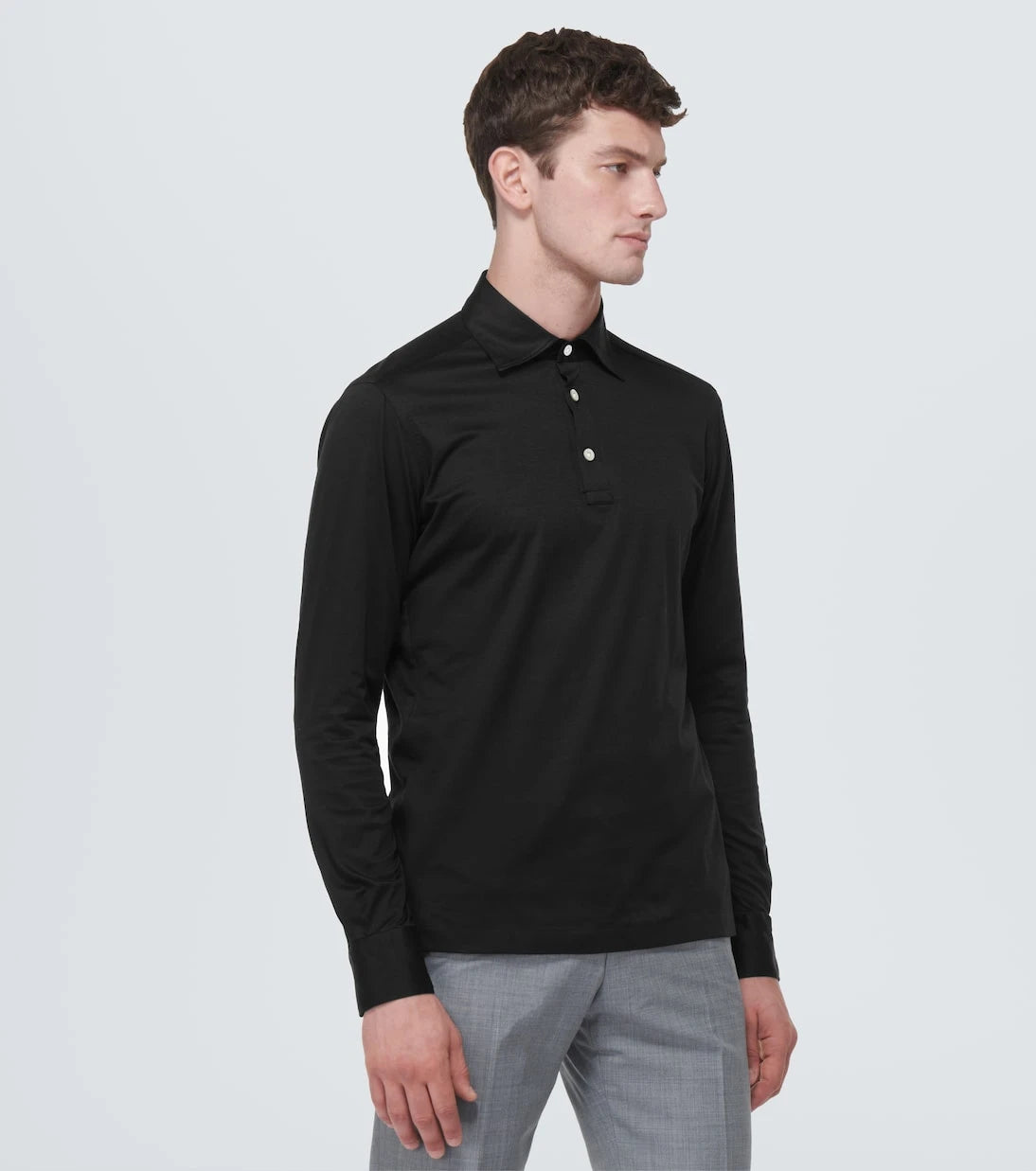 Kiton - Cotton poplin polo top