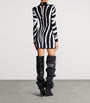 Balmain Black Knitted Zebra Mini Dress