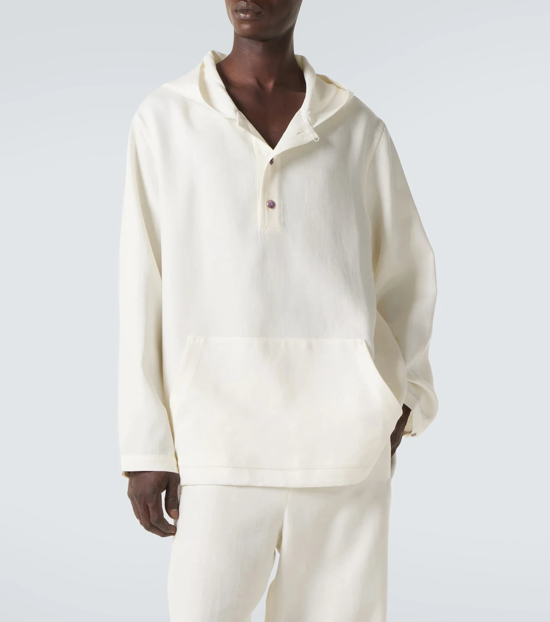 God's True Cashmere - Hooded linen jacket with amethyst