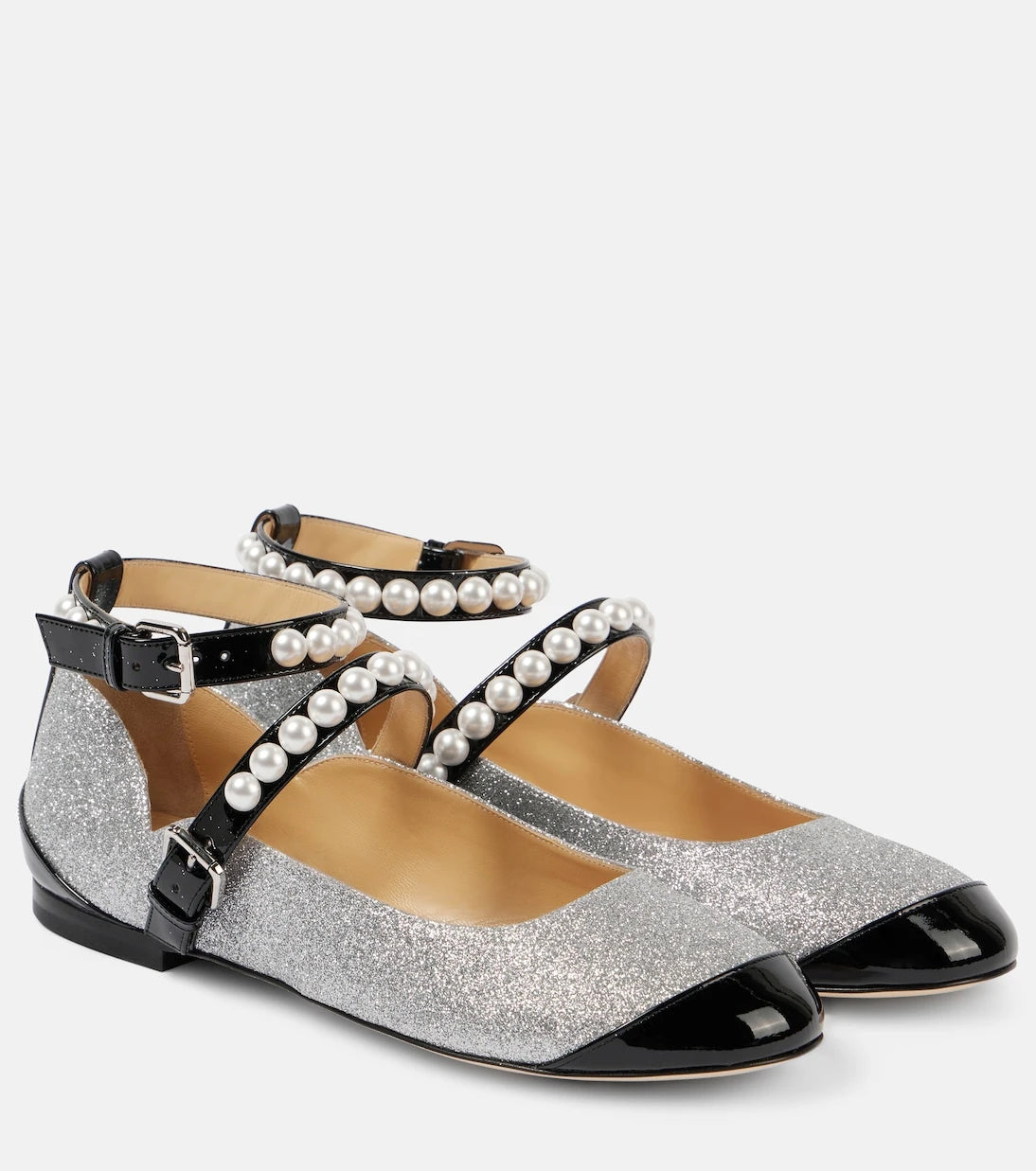 Mach & Mach - Embellished glitter Mary Jane flats