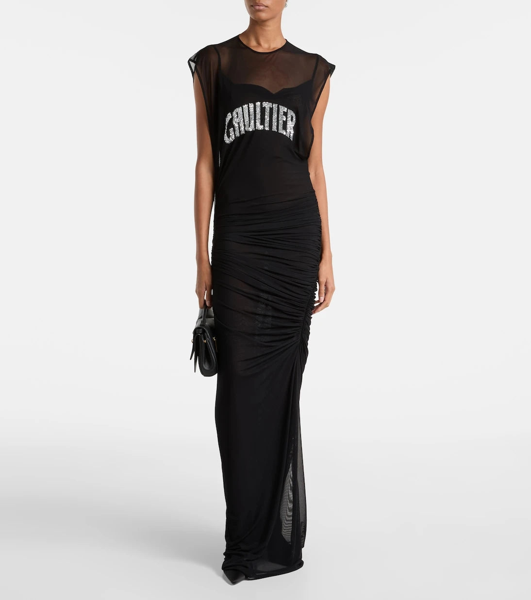 Jean Paul Gaultier - Logo sequined mesh maxi dress
