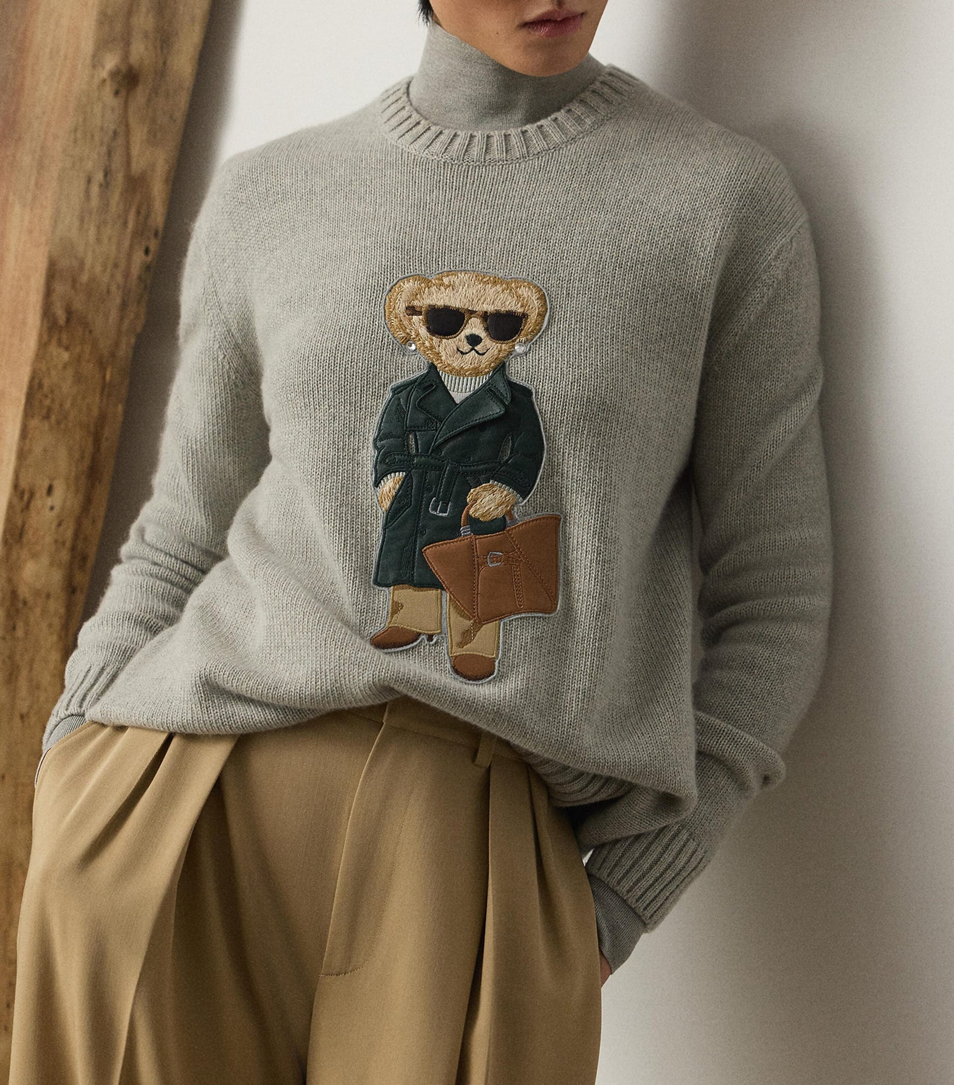 Grey Cashmere Polo Bear Jumper
