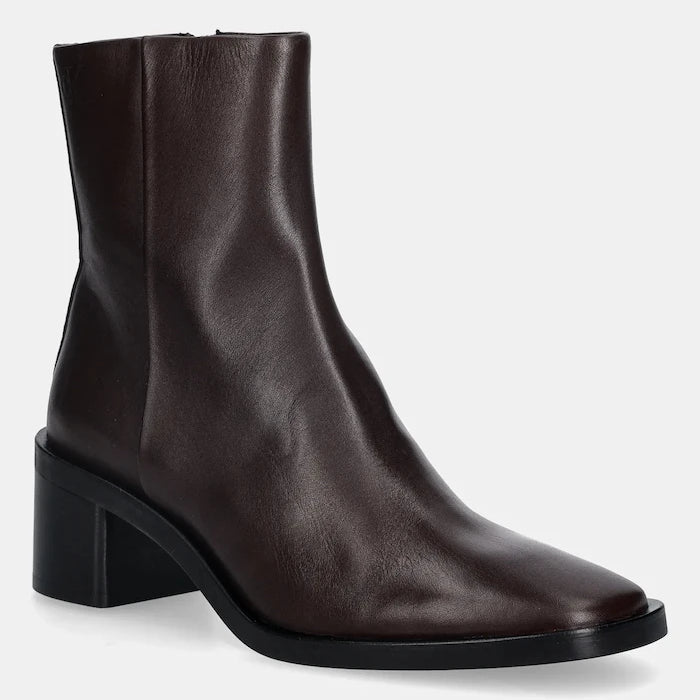 Кожени боти Calvin Klein BLOCK HEEL ZIP BOOT LTH