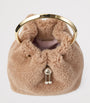 Jimmy Choo Beige Bon Bon Shearling Top-Handle Bag