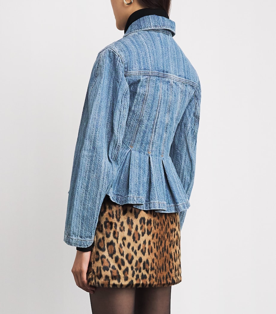 Blue Pleated Stripe Denim Jacket