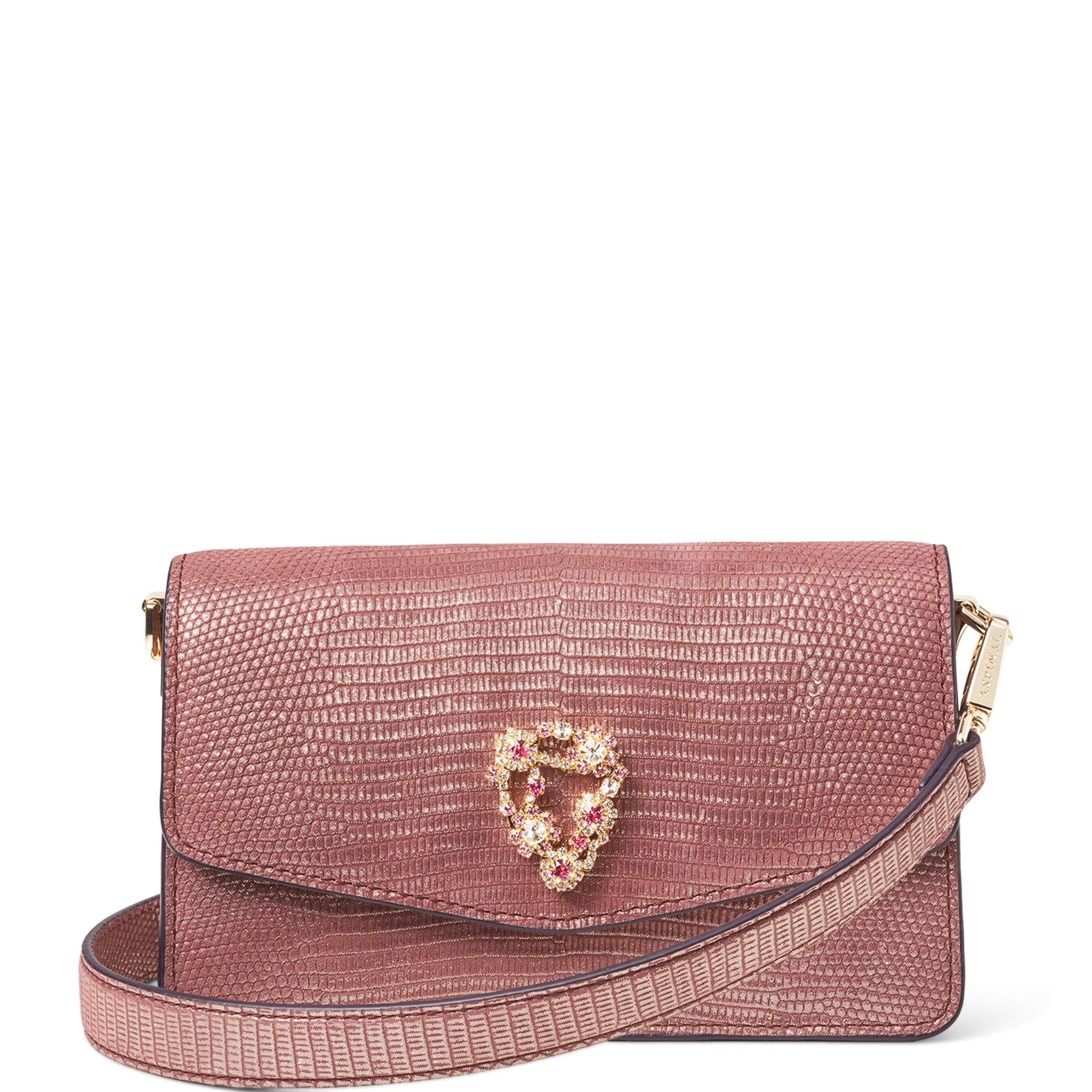 Aspinal Of London Purple Leather Snakeskin-Embossed Eliza Clutch Bag