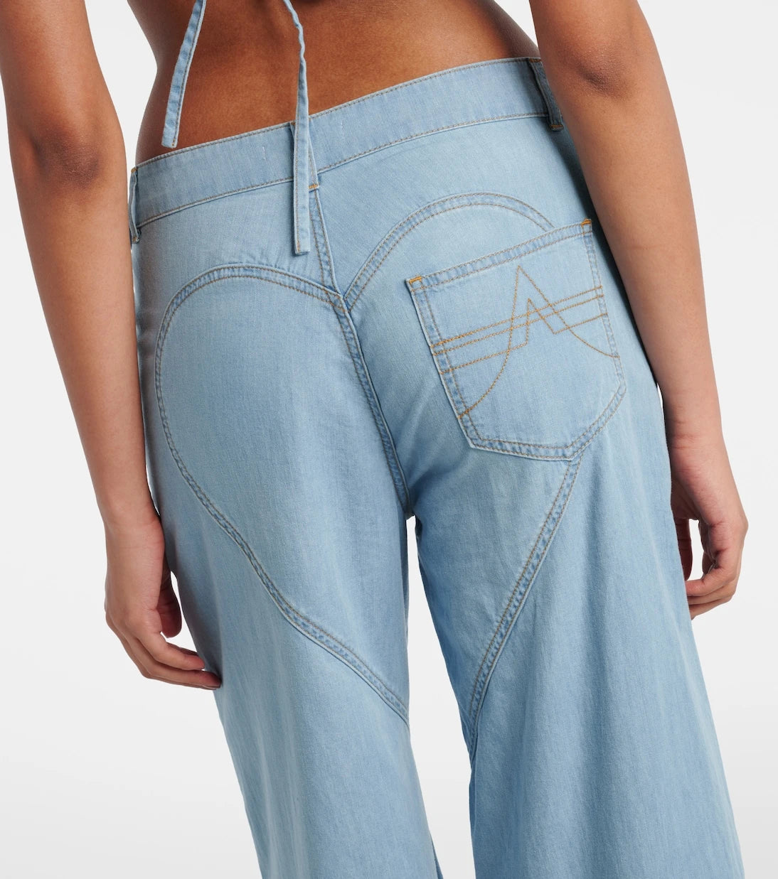 Area - Embellished floral-appliqué wide-leg jeans