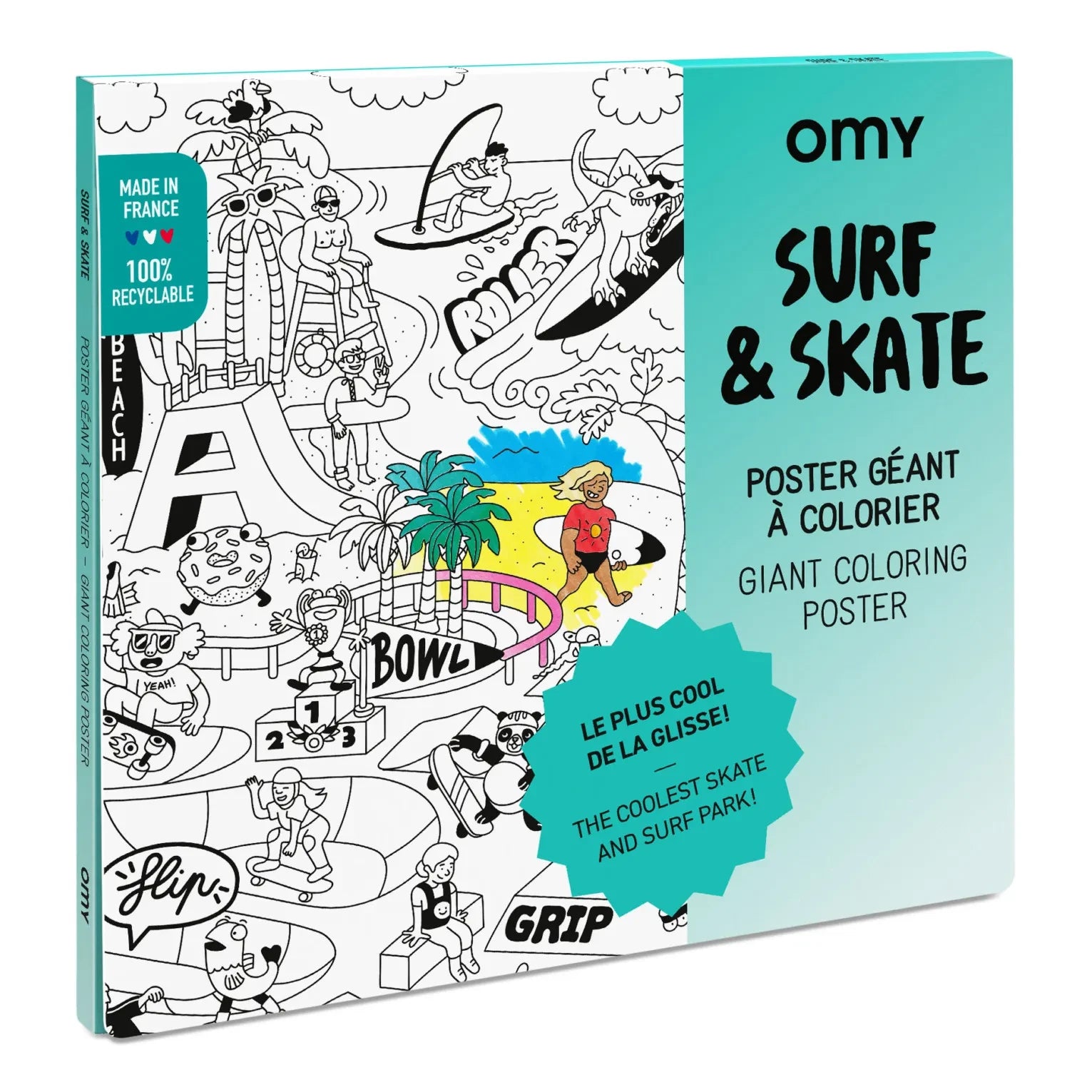 Omy - Coloring Poster - Surf & skate