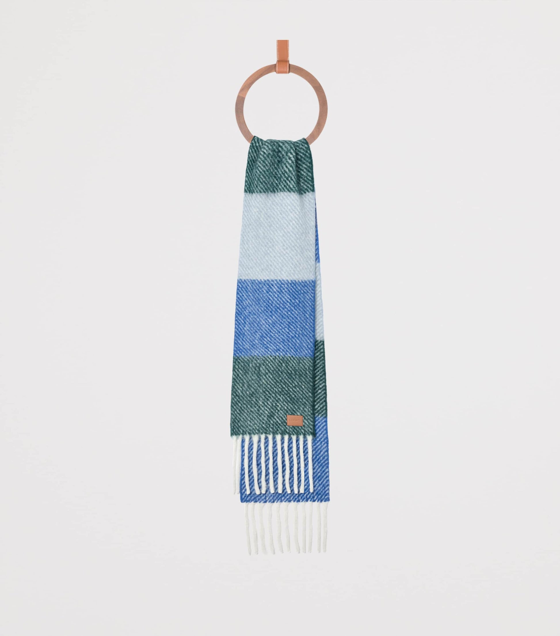 Blue Alpaca-Wool-Blend Jacquard Stripe Scarf