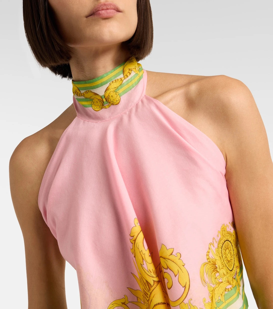 Versace - Printed cotton and silk voile top