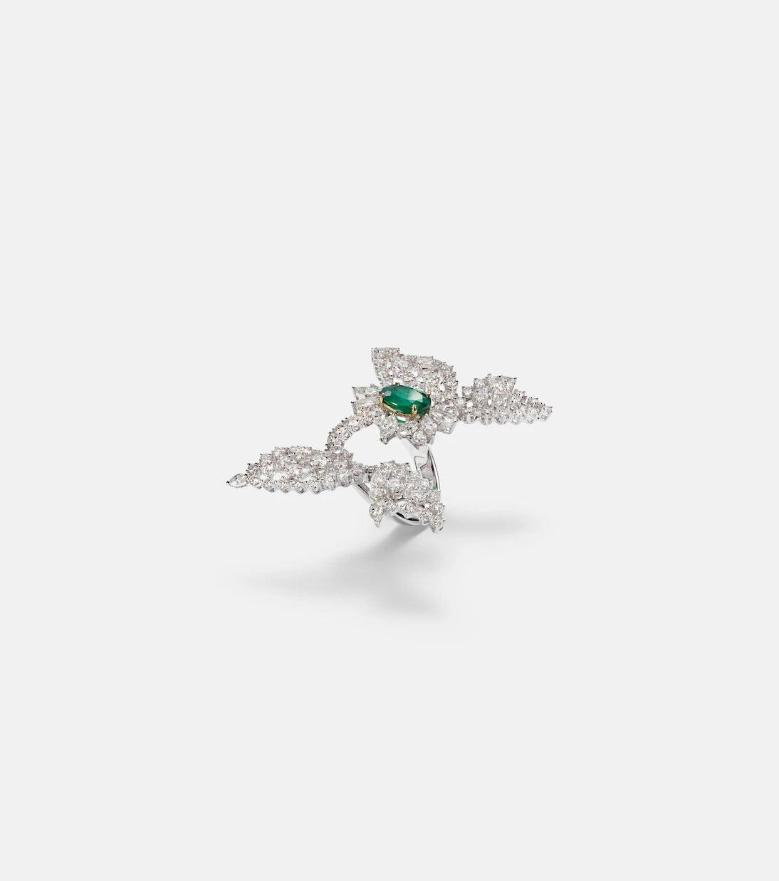 Yeprem - Reign Supreme 18kt white gold ring with emerald and diamonds