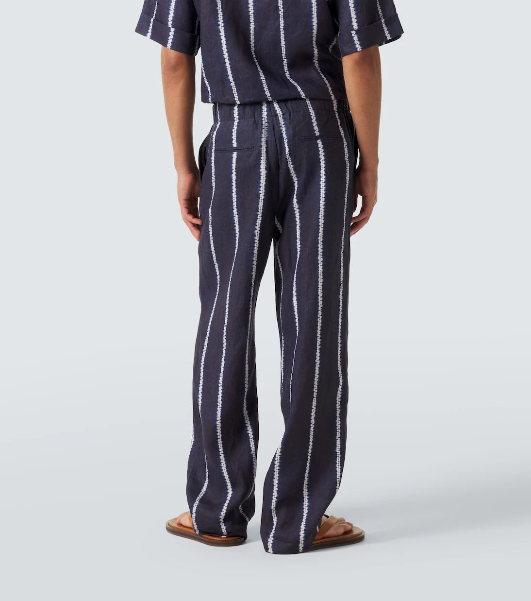Commas - Striped linen wide-leg pants