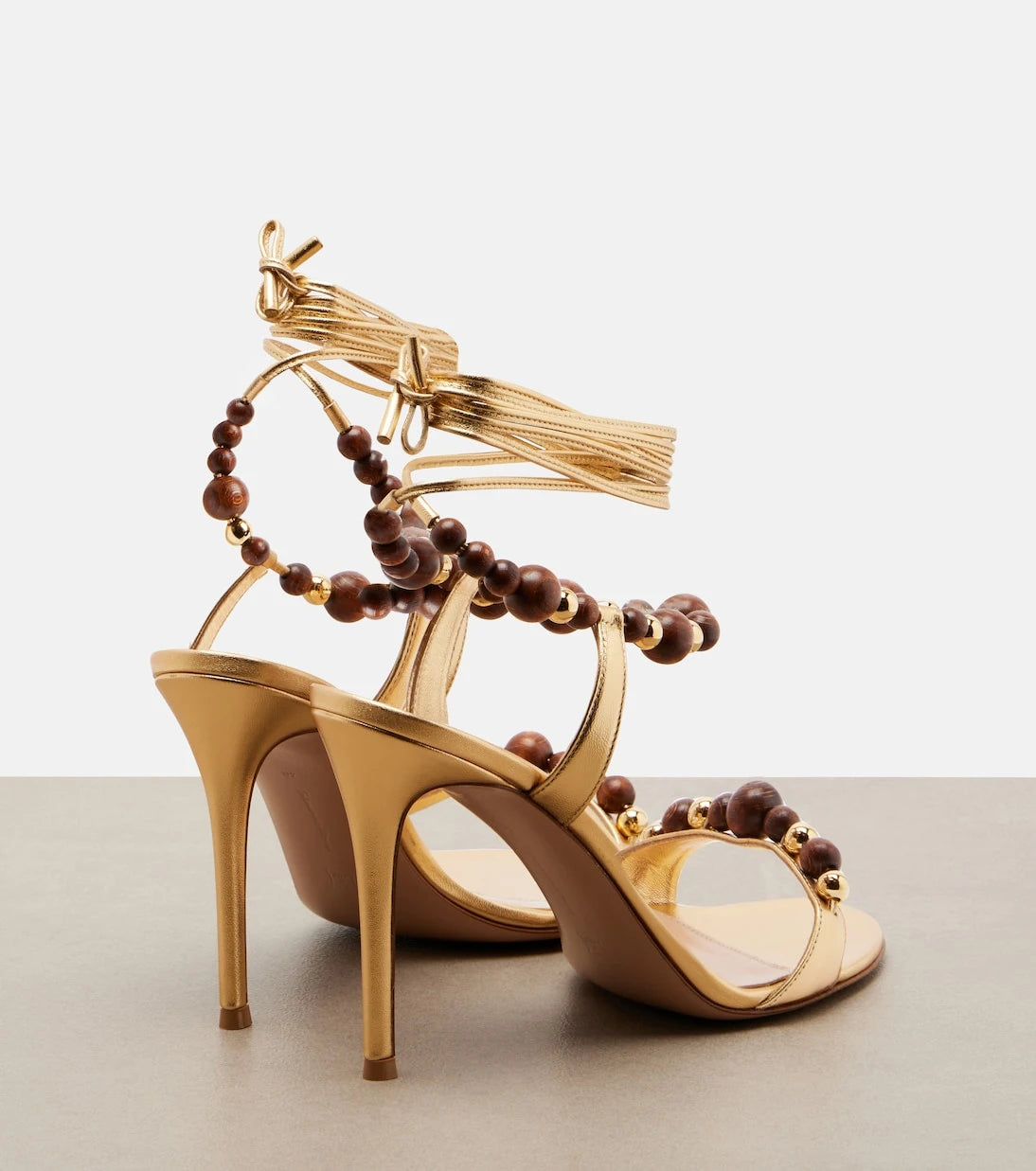 Gianvito Rossi - Embellished metallic leather slingback sandals