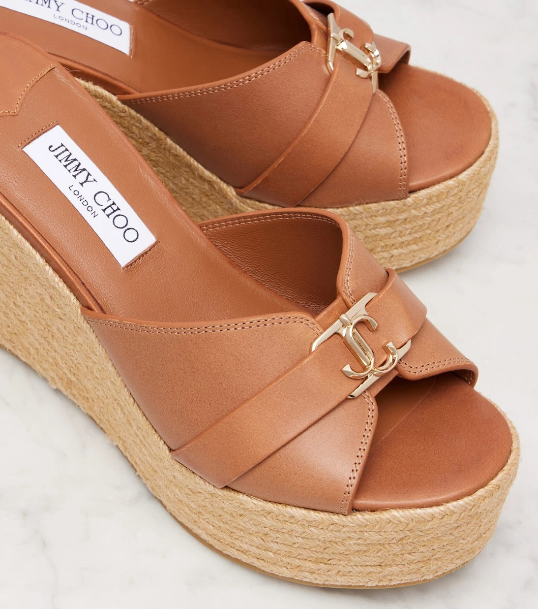 Jimmy Choo - Leda 100 leather platform wedge sandals