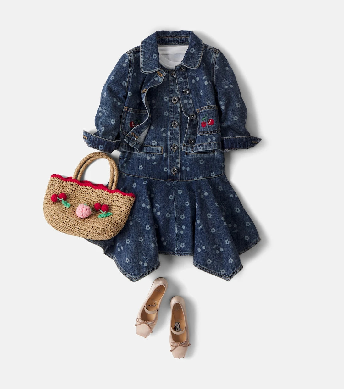 Self-Portrait Kids - Printed denim dress