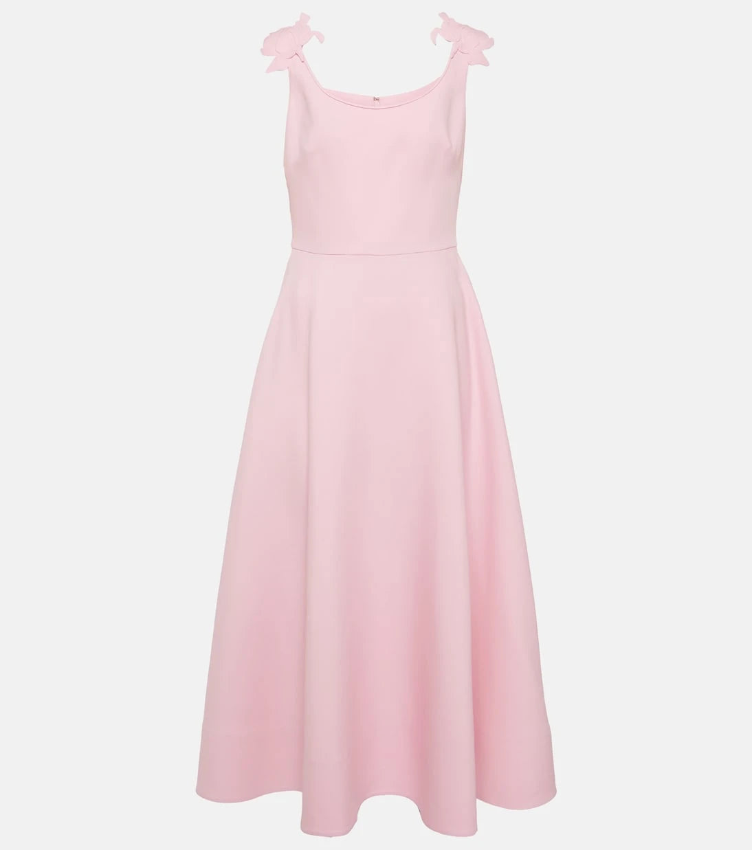 Valentino - Floral-appliqué wool and silk midi dress