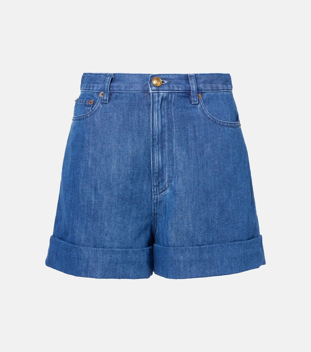 Valentino - Cotton and linen denim shorts