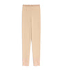 Valentino Nude Cashmere Floral-Hem Leggings