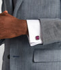 Sterling Silver and Ruby Square Cufflinks
