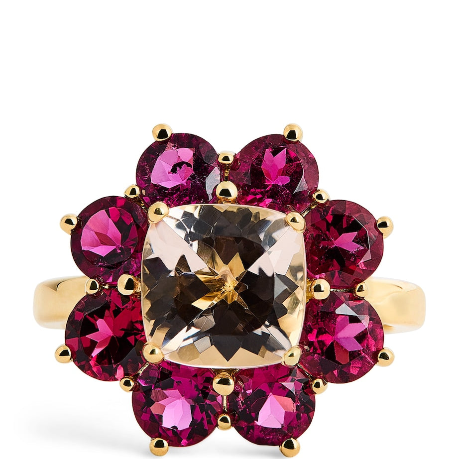 Jennifer Meyer Yellow Gold and Rubellite Flower Ring