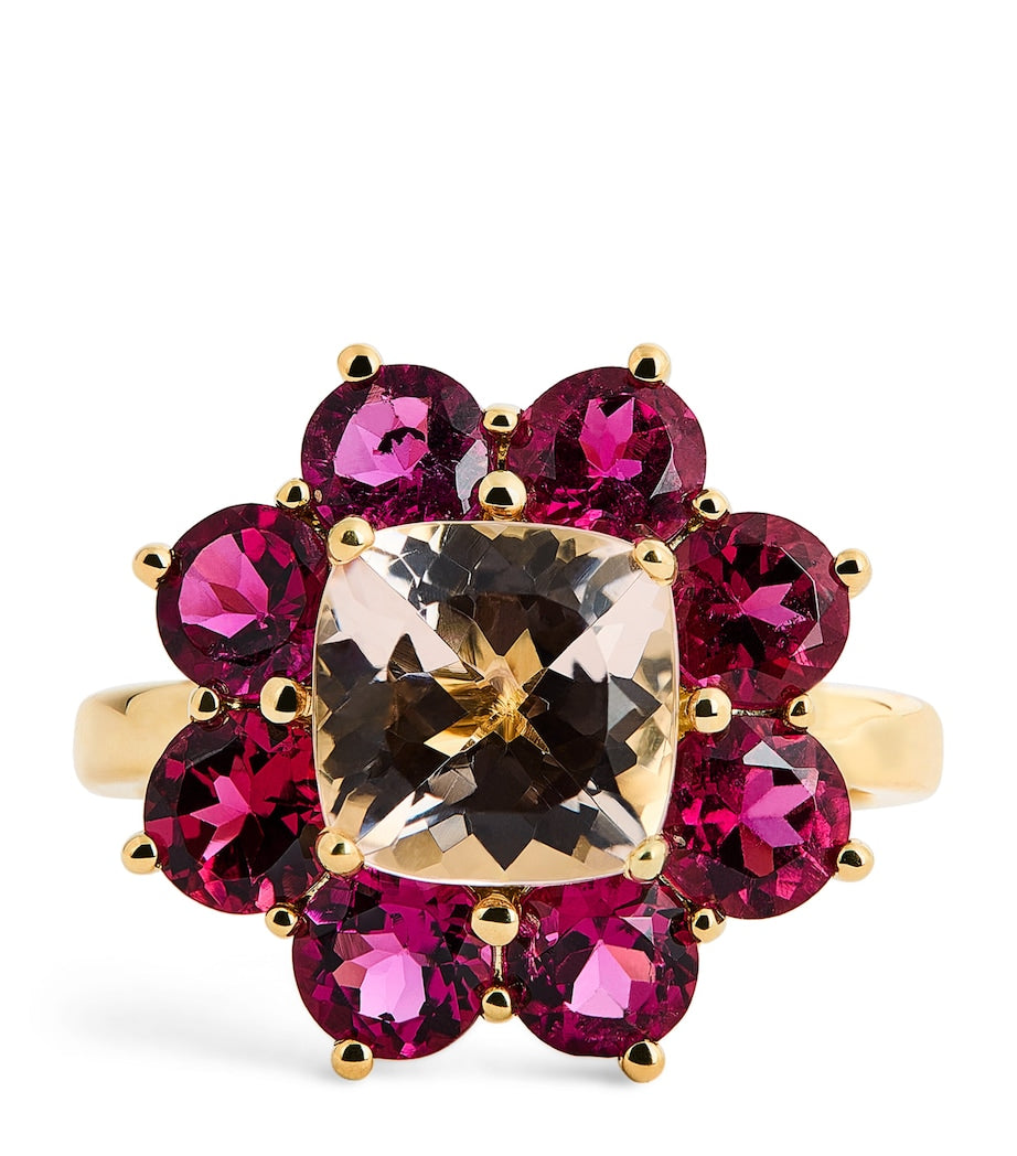 Jennifer Meyer Yellow Gold and Rubellite Flower Ring