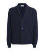 Navy Wool-Cashmere Shawl-Collar Cardigan