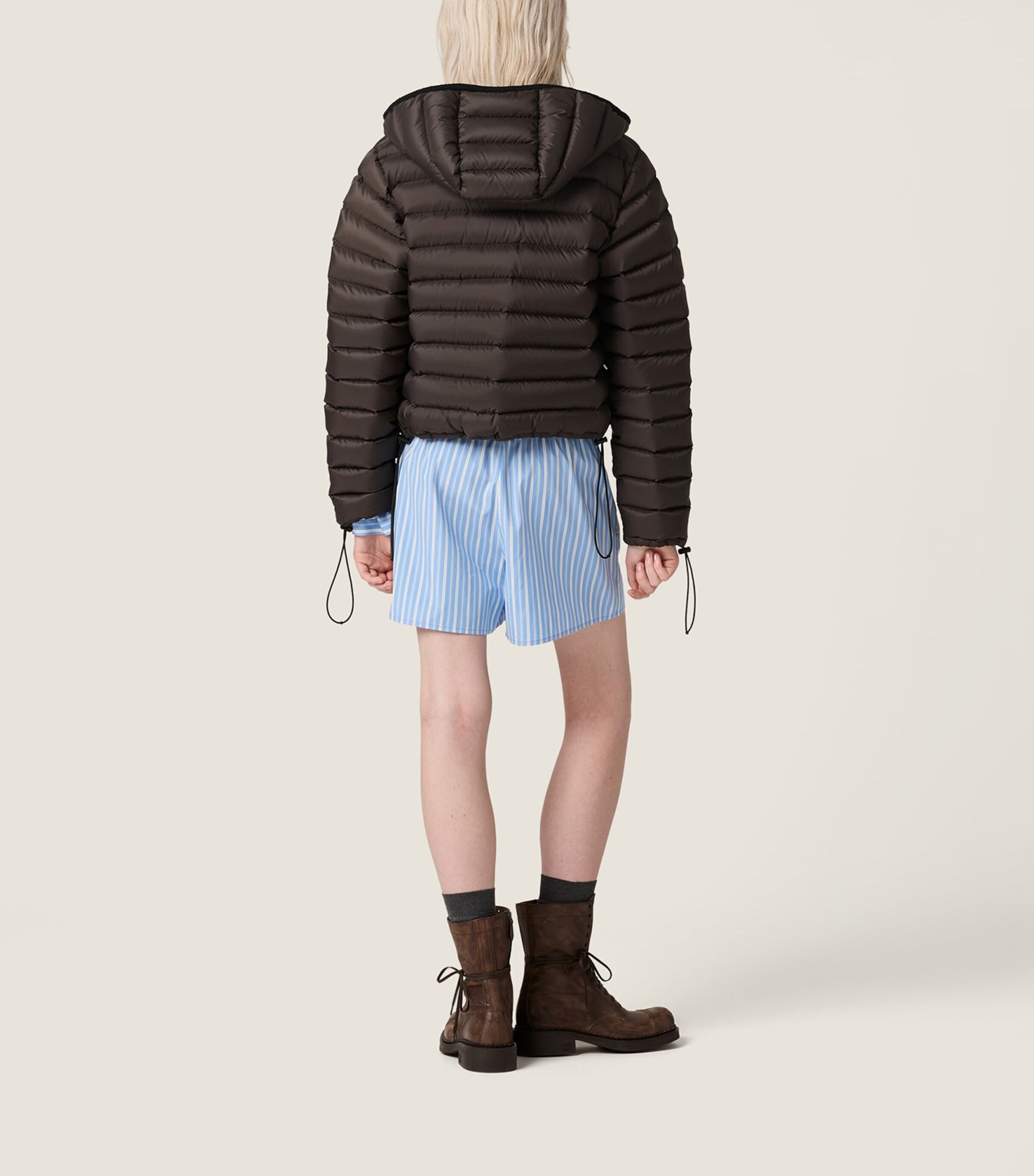 Green Technical Pongé Goose Down Puffer Jacket