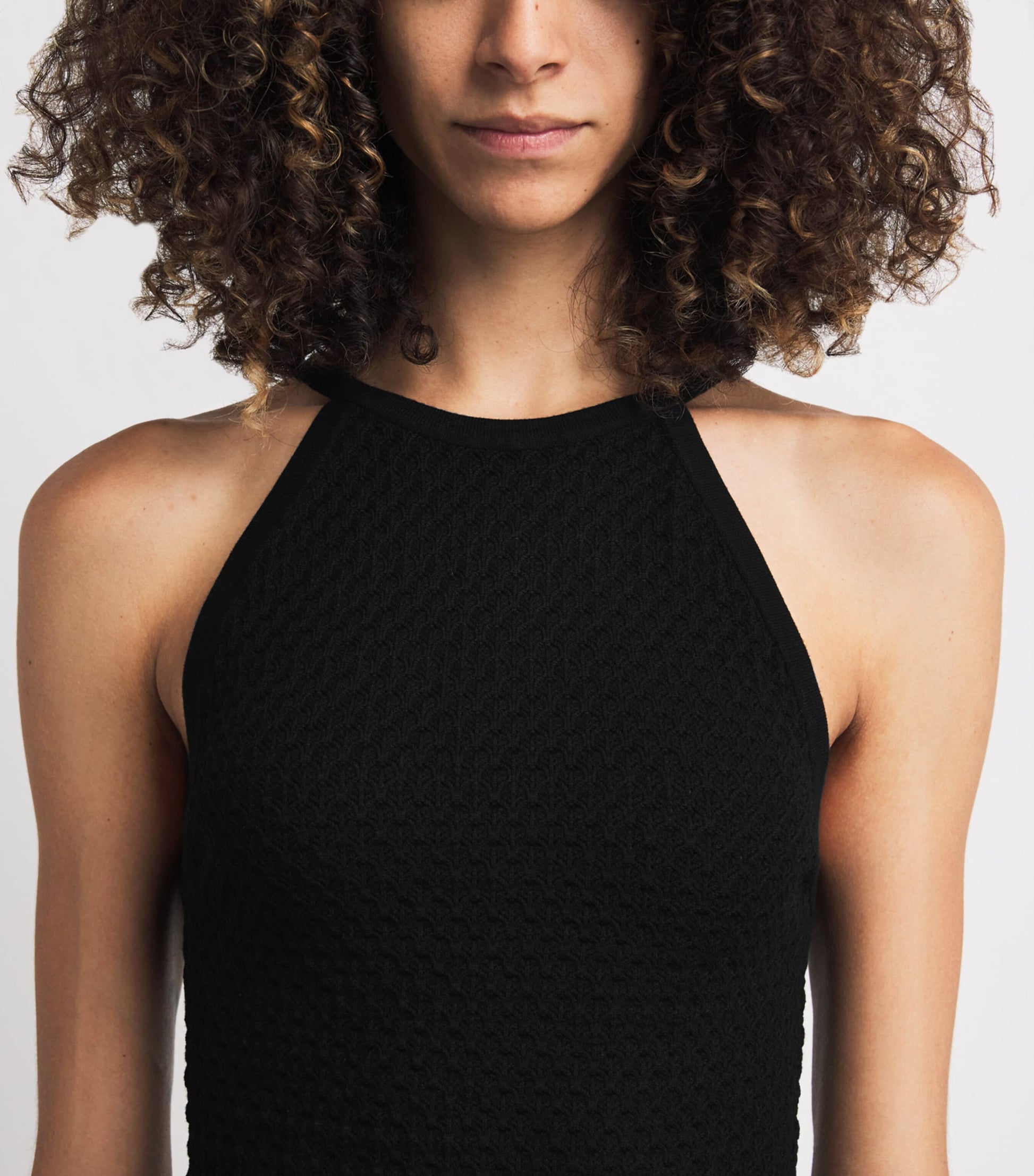 Alice+Olivia Black Heidi Pointelle Tank Top