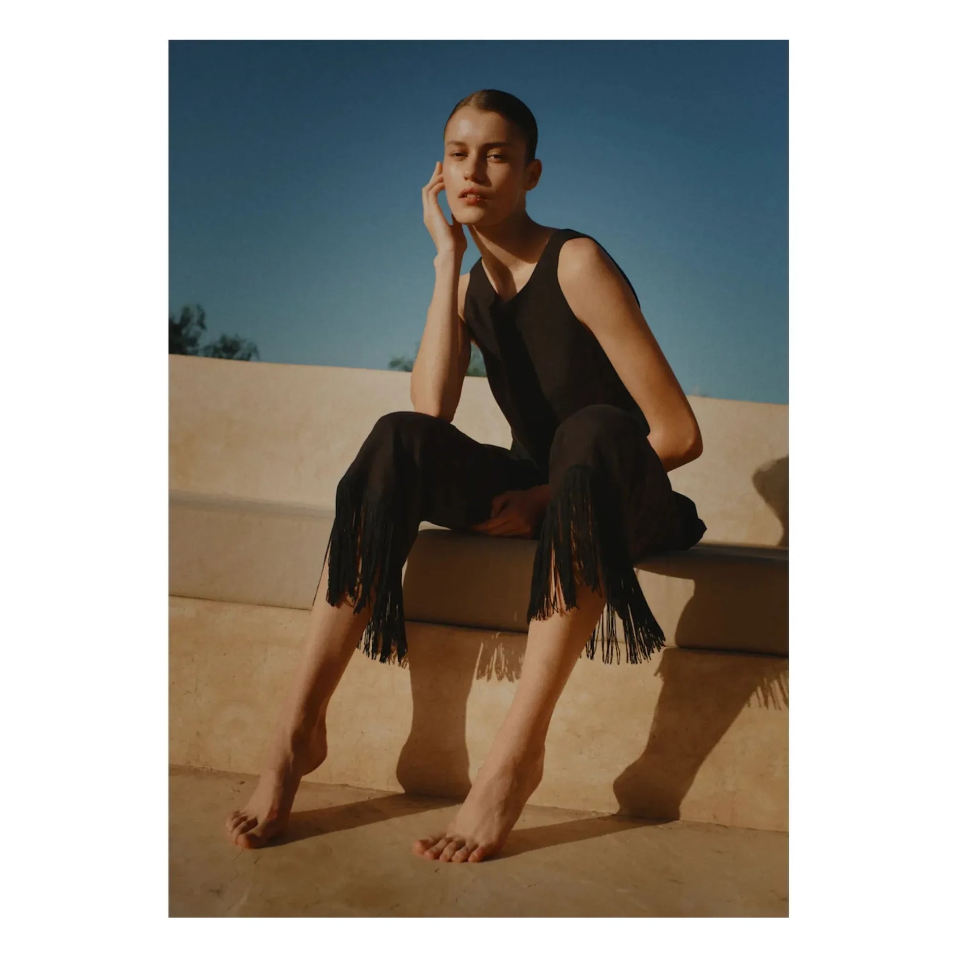 Vanessa Sposi - Linen Fringe Pants | Black