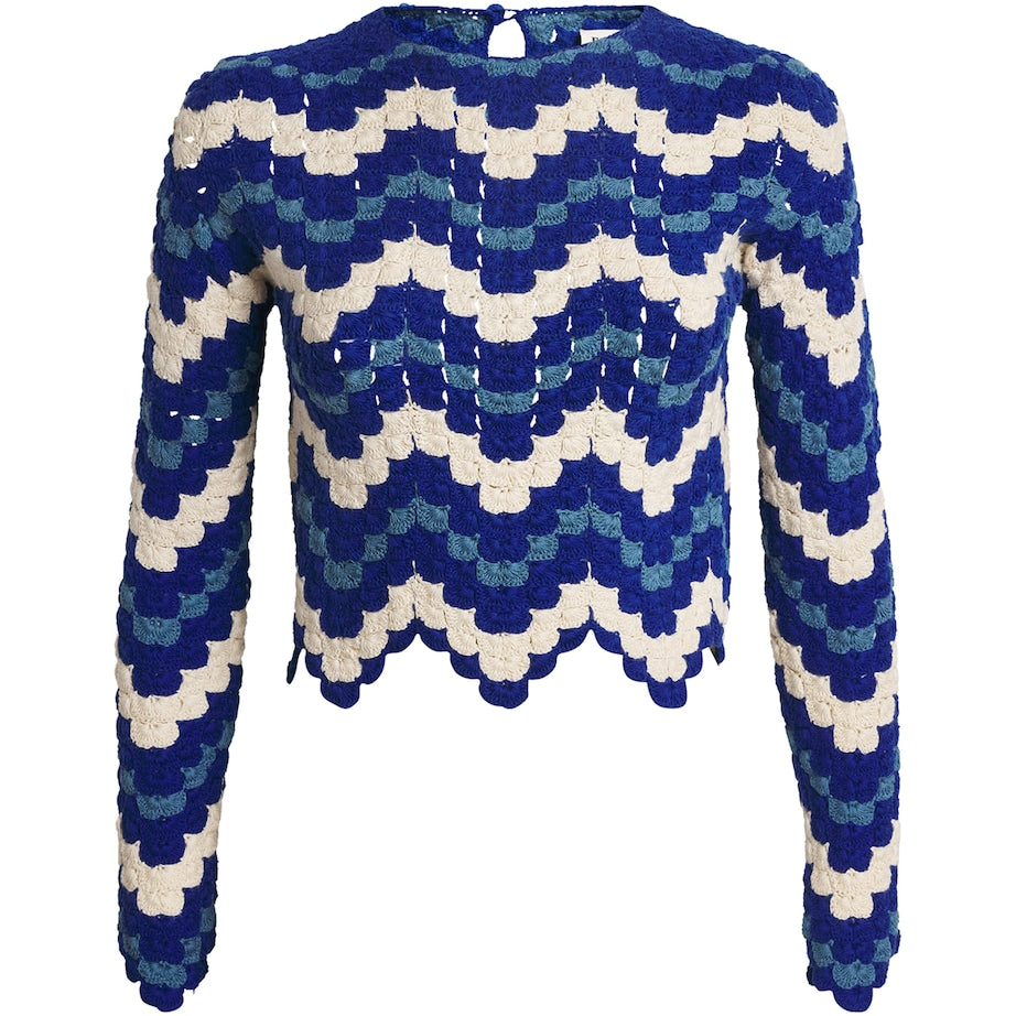 ESCVDO Blue Crochet Safi Crop Top