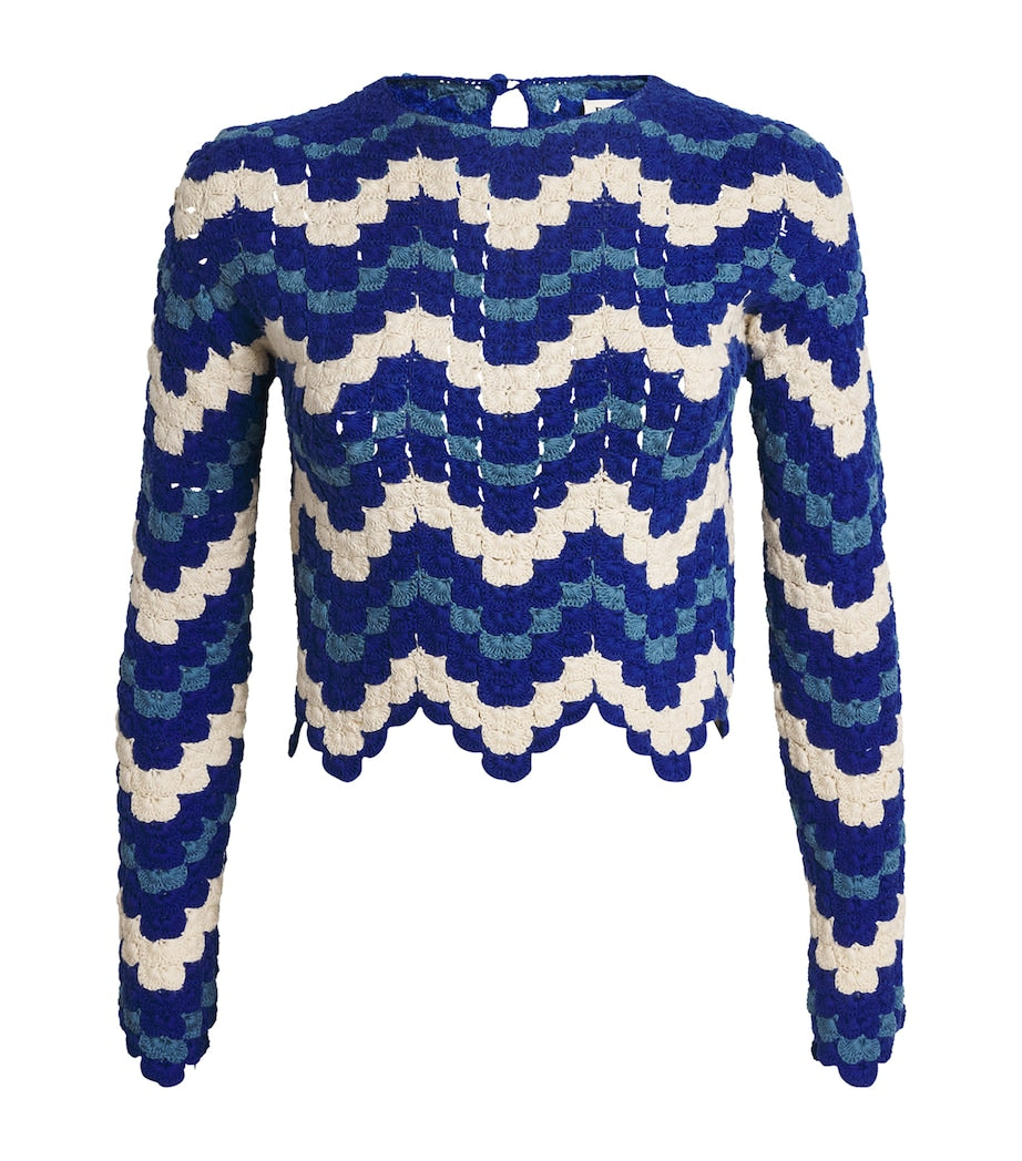 ESCVDO Blue Crochet Safi Crop Top