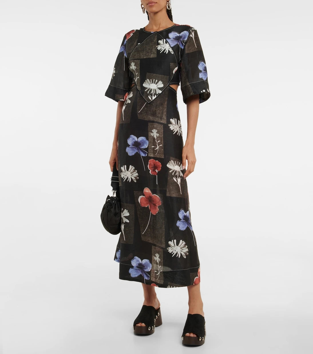 Ganni - Floral linen and silk maxi dress