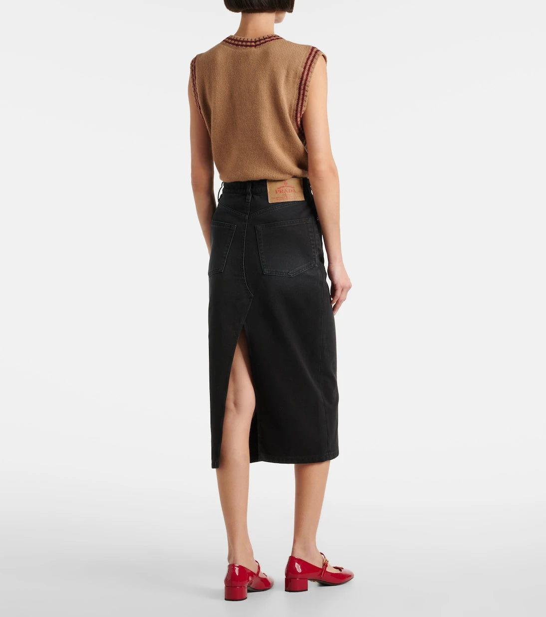 Prada - Denim midi skirt