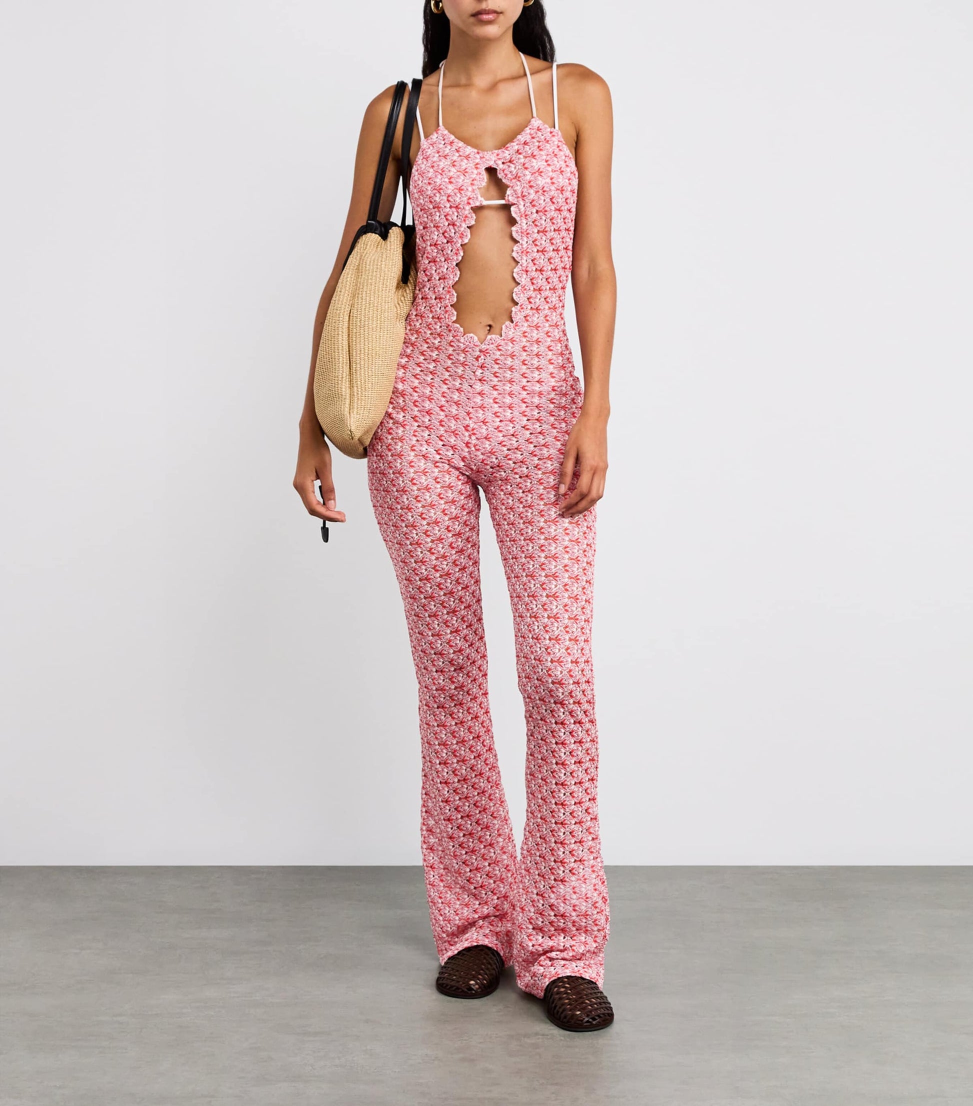 Missoni Red Crochet Halterneck Jumpsuit