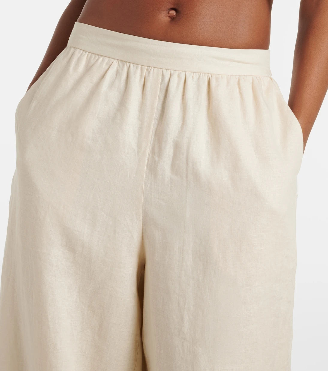 Simkhai - Lace-trimmed linen-blend wide-leg pants