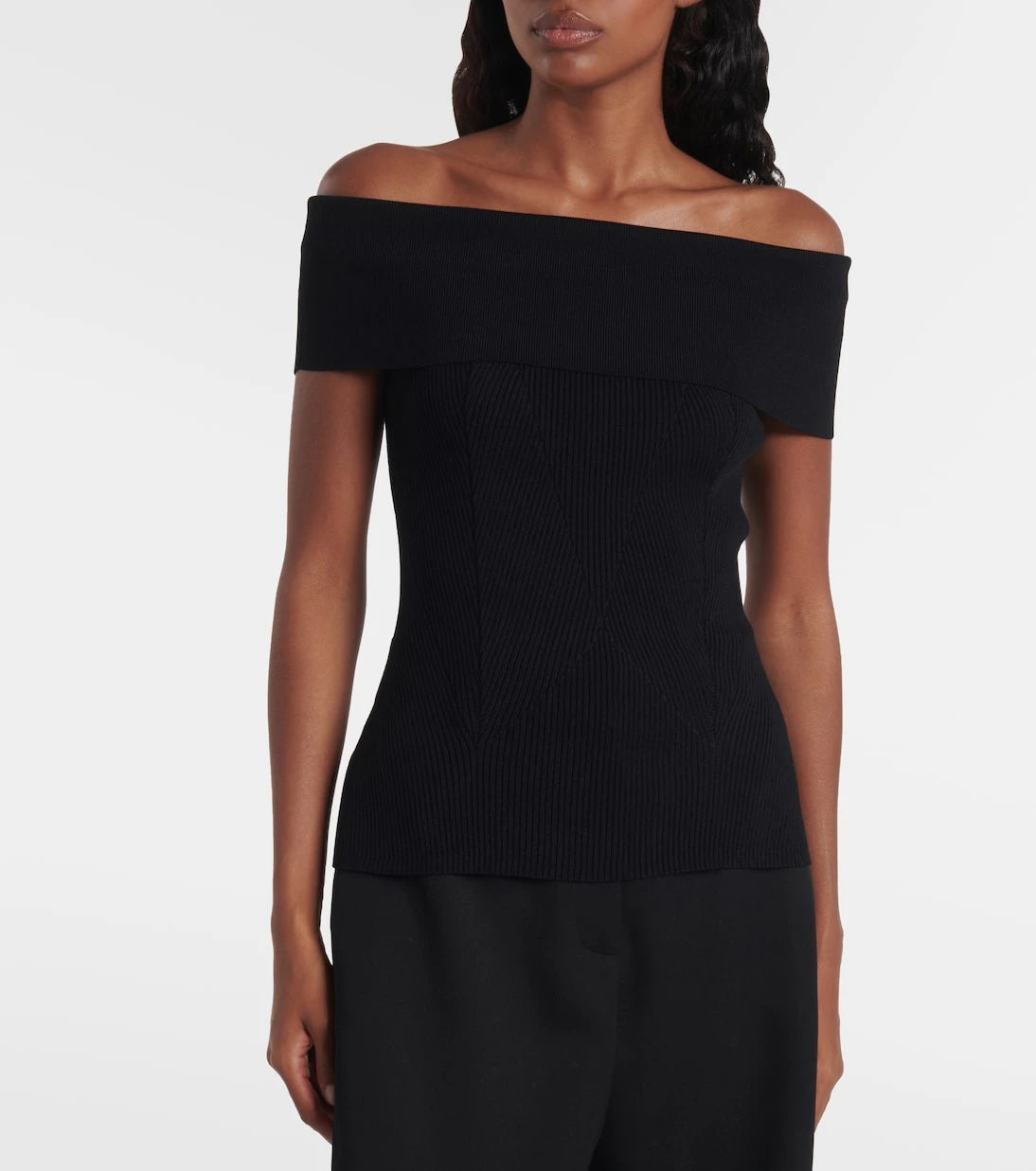 Givenchy - Ribbed-knit off-shoulder top