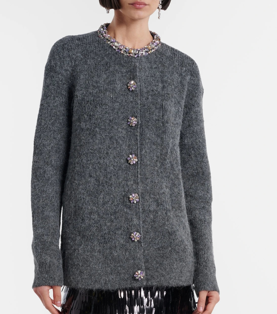 Self-Portrait - Belted embellished cardigan
