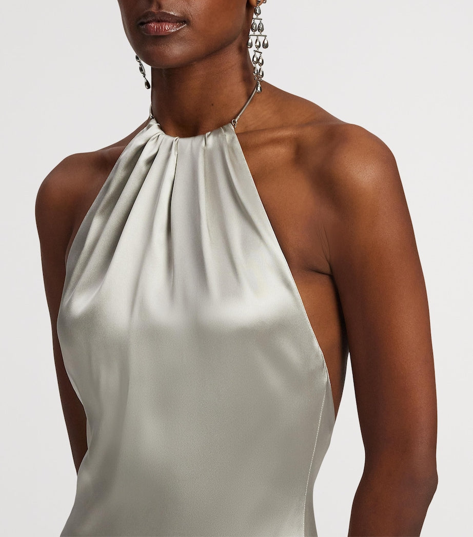 Ralph Lauren Collection Beige Stretch-Satin Corra Maxi Dress