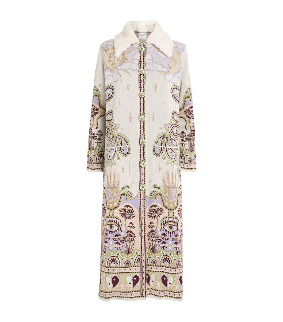 White Jacquard Written In The Stars Coat