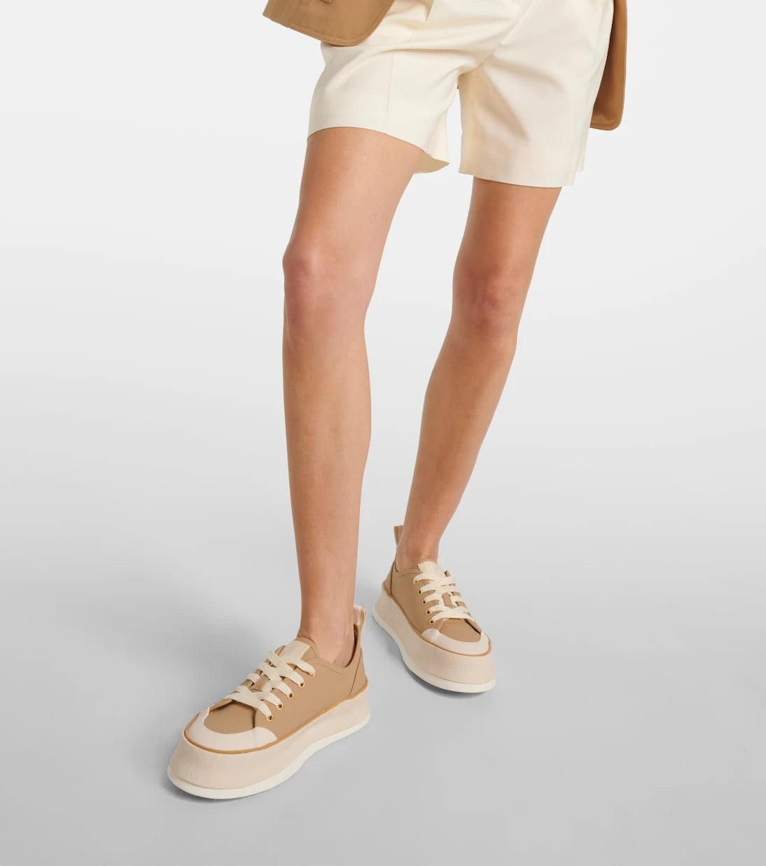 Max Mara - Deri platform spor ayakkabı