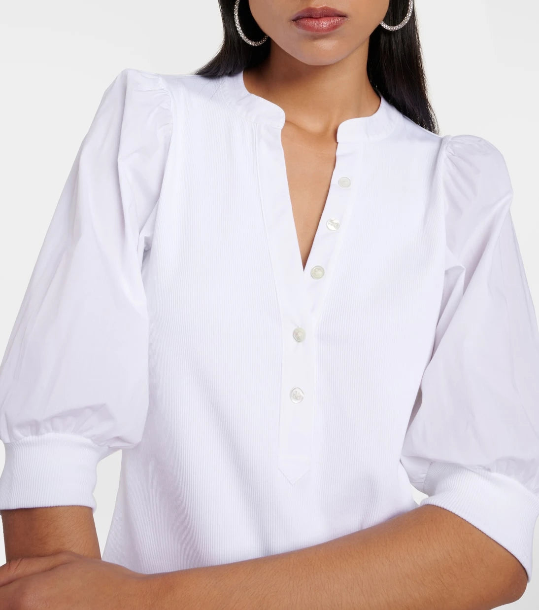 Veronica Beard - Coralee puff-sleeve cotton-blend top