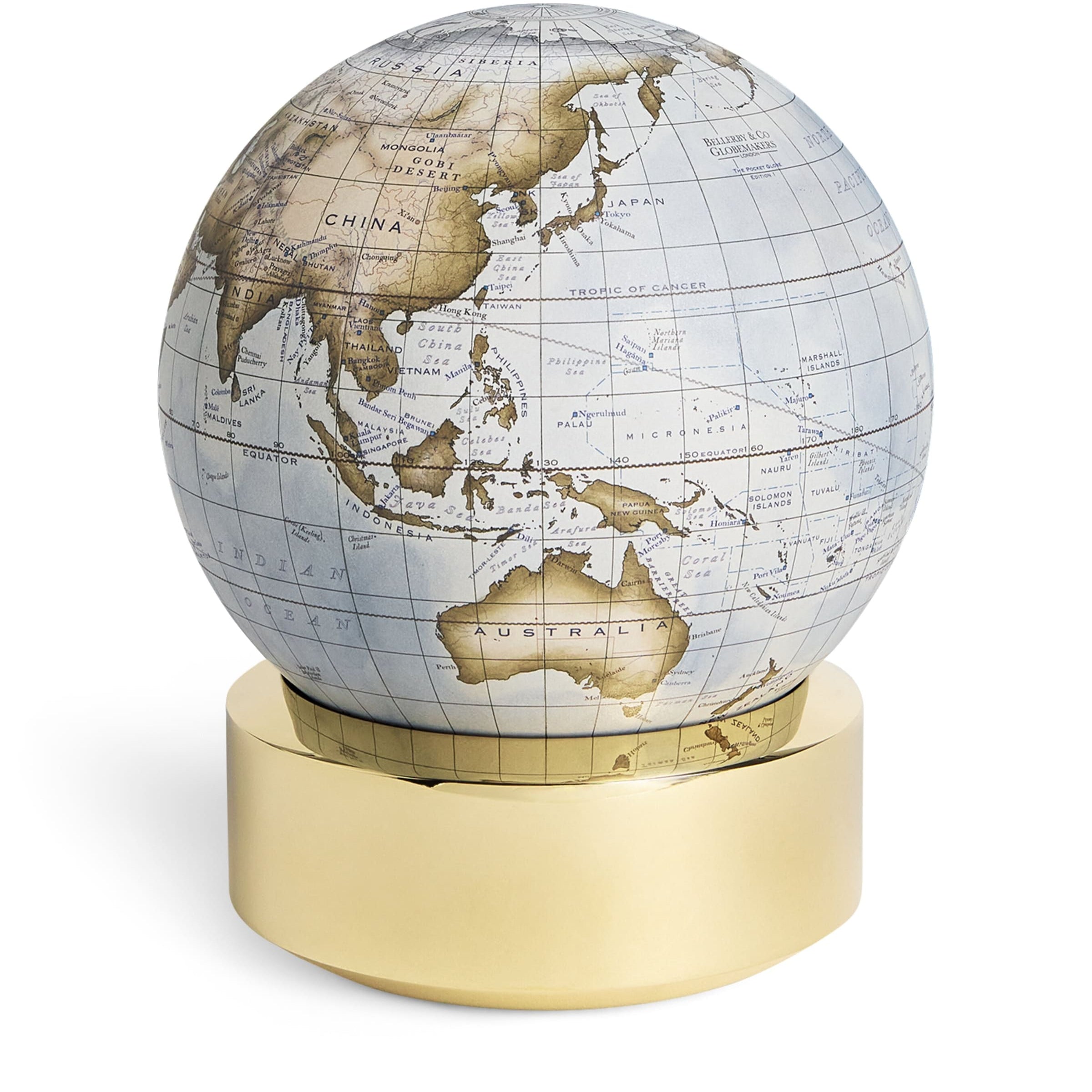 Bronze Glacial Blue Pocket Globe (12cm)