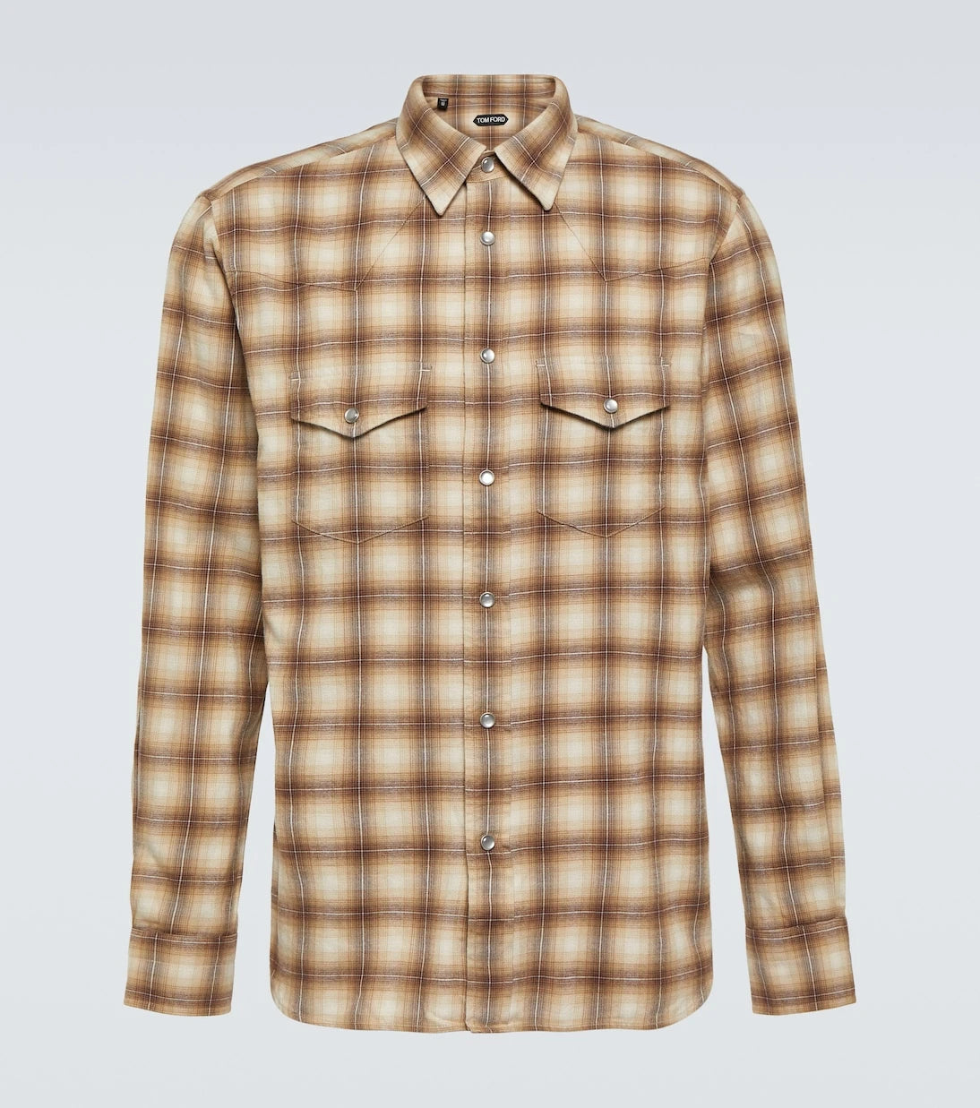 Tom Ford - Checked cotton blend Oxford shirt