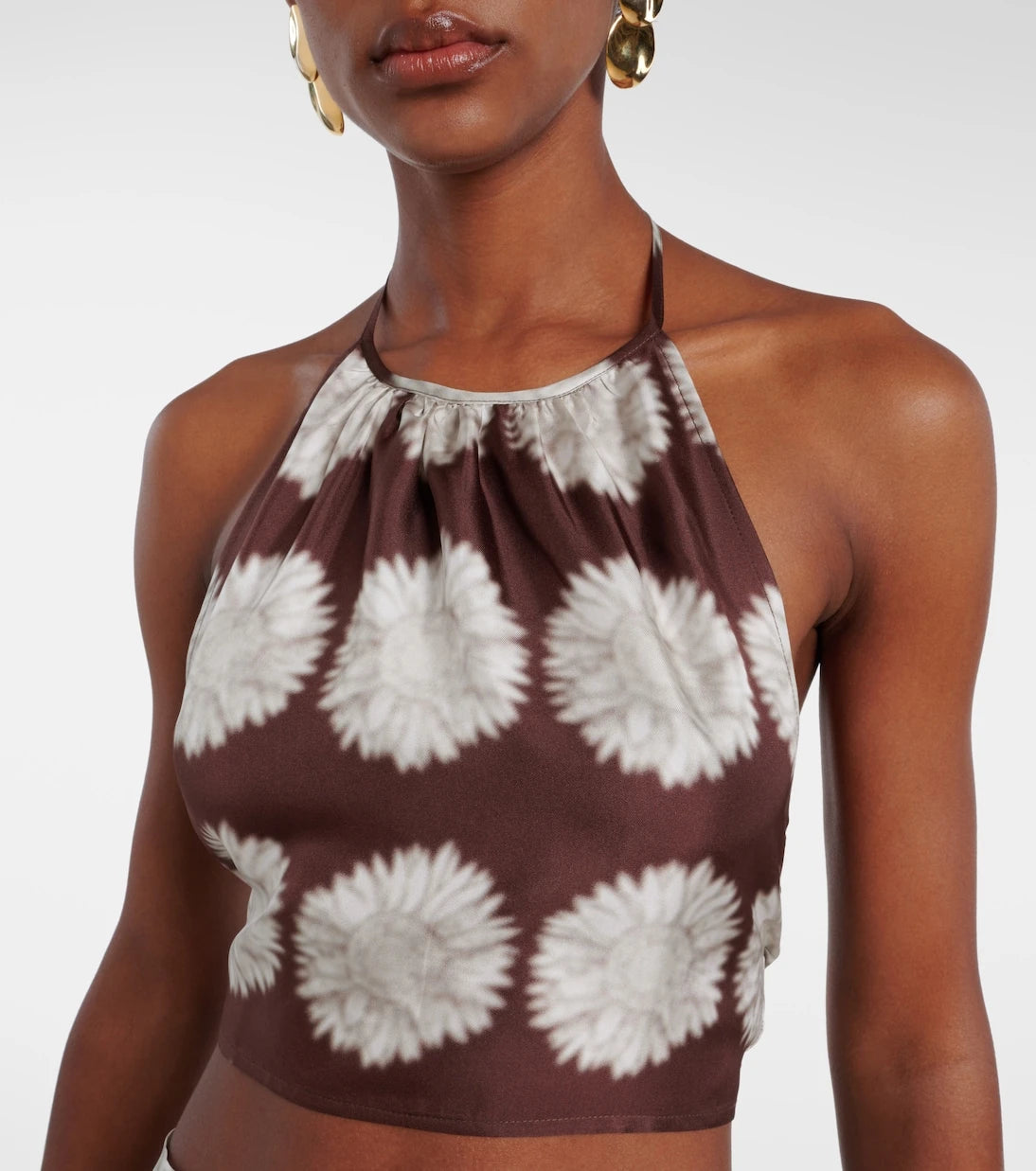 Asceno - Bello printed halterneck silk top