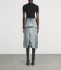 Balenciaga Navy Ripped Off Denim Midi Skirt