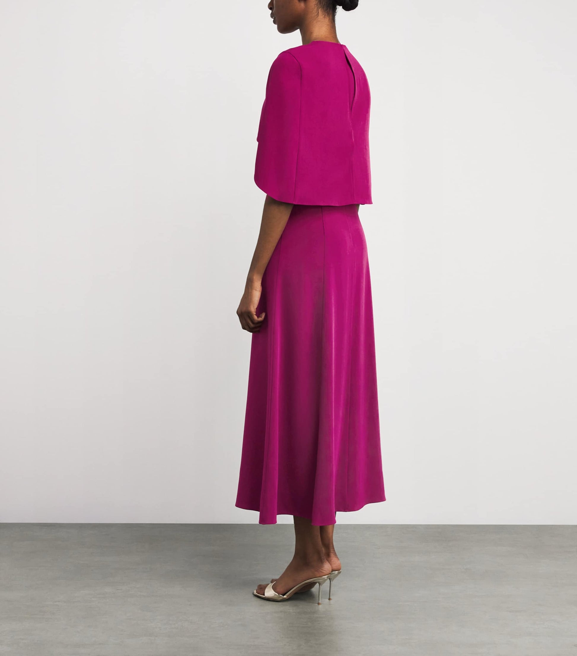 Roland Mouret Pink Satin Crepe Midi Dress