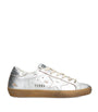 Golden Goose Silver Metallic Leather Super-Star Sneakers