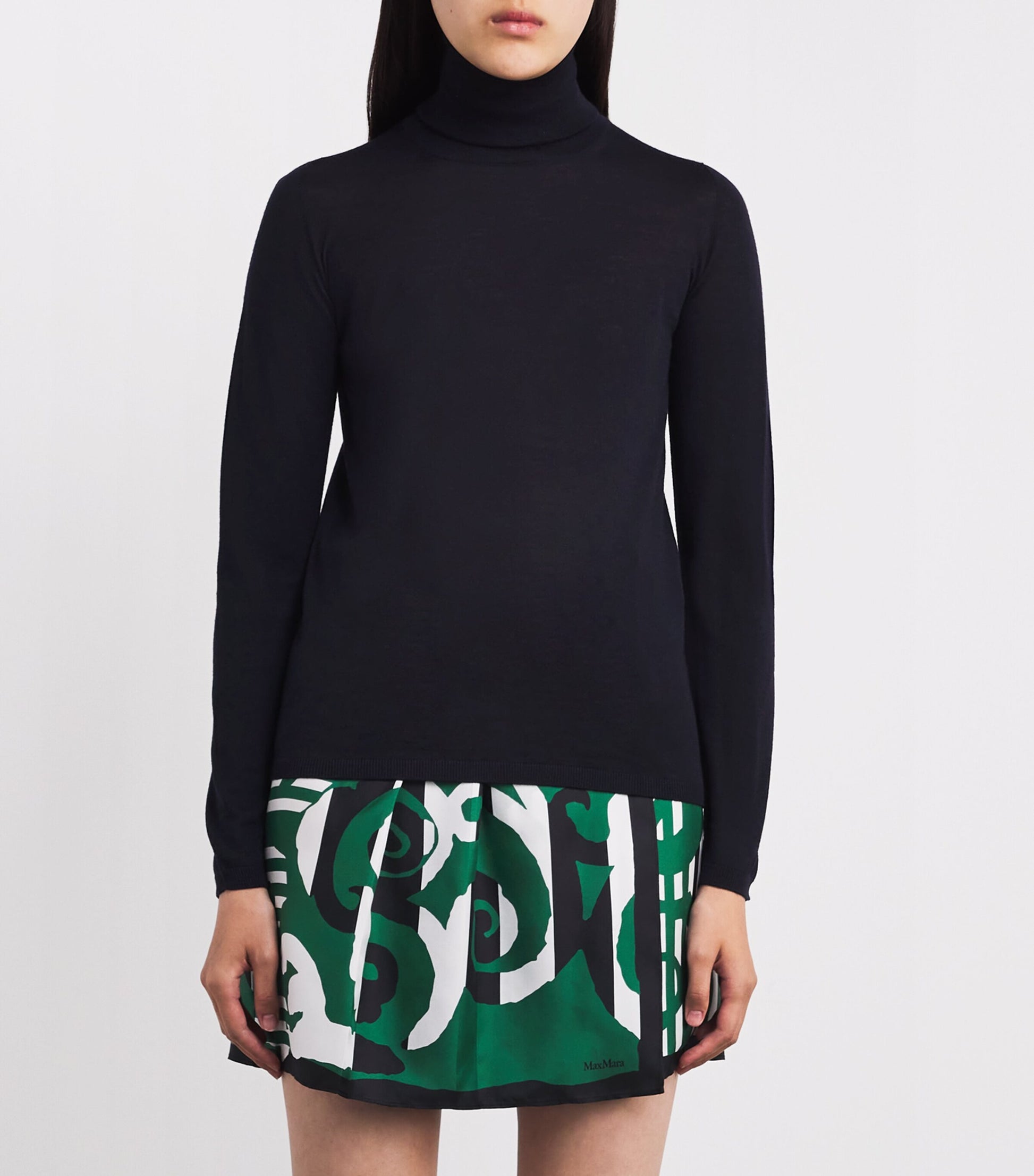 Max Mara Blue Virgin Wool Roll-Neck Sweater