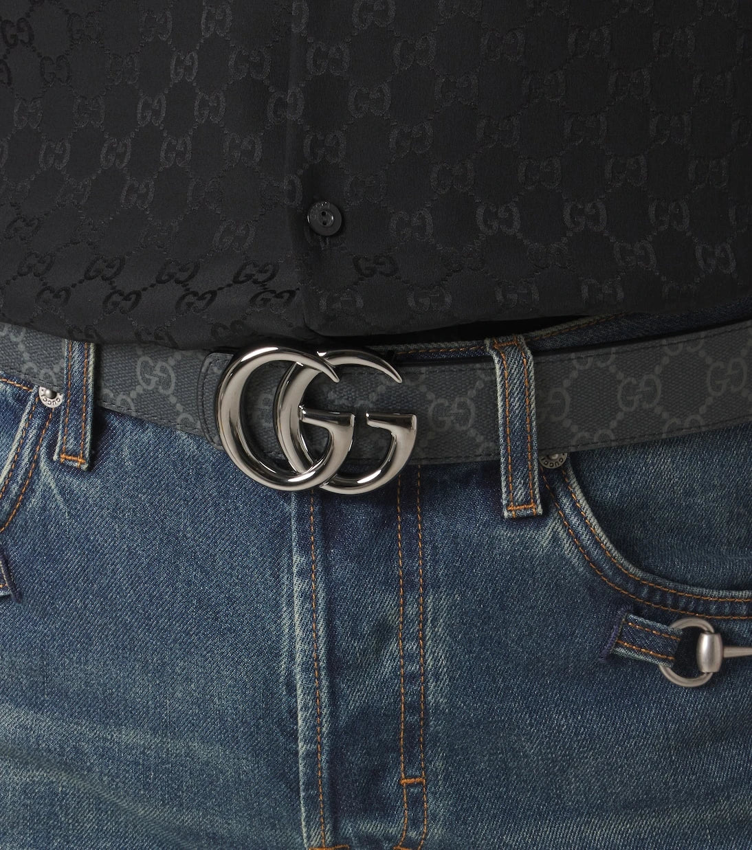 Gucci - حزام جلد GG Marmont قابل للعكس